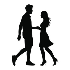 Silhouette vector illustration of a couple holding hands dancing minimalist style scalable eps graphic silhouette vector illustration white background