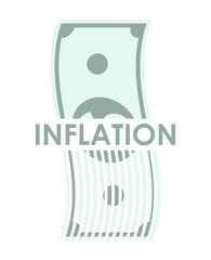 American dollar bill is cut into unnecessary paper strips by a paper shredder. Losses from high inflation and devaluation. Cartoon vector isolated on white background