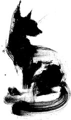 Calligraphy Ink Painting Style Cat