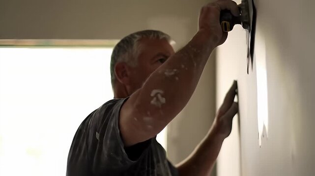 Man Plastering Wall Interior.