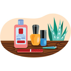 Home nail art beauty accessory on table vector
