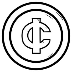 doodle cent coin illustration hand drawn outline vector