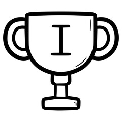 doodle trophy outline hand drawn illustration