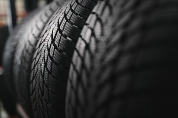 New car tire is placed on the tire storage rack in the tire factory. Be prepared for vehicles that...