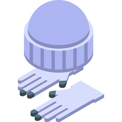 Isometric Illustration Of A Light Purple Beanie Hat And A Pair Of Light Purple Gloves With Dark Fingertips Isolated On A White Background