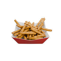 3D Render of Sticky French Fries on a Square Paper Bowl Illustration