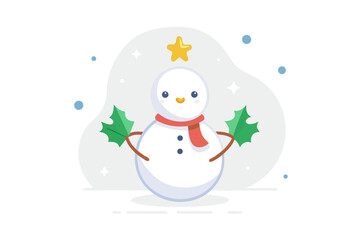 Snowman holding a star icon cheerful festive decoration