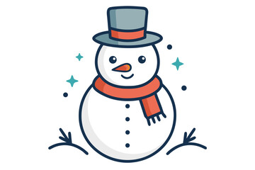 Snowman with hat scarf icon cozy winter snowman illustration
