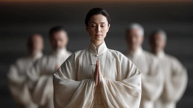 Peaceful and Serene Tai Chi Team Practice
