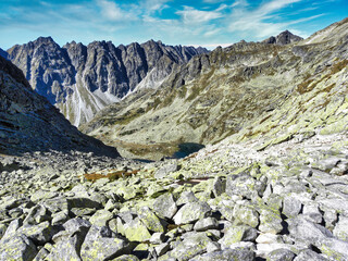 mountain landscape with blue sky and clouds
