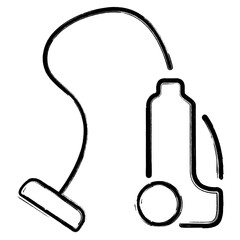 vacuum cleaner icon, brush strokes, vector illustration on white background.