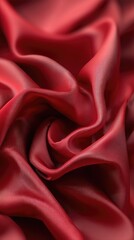 Fototapeta premium Rich red fabric in soft folds creates an elegant and luxurious look perfect for fashion or decor projects, capturing light beautifully and adding depth