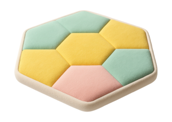 Hexagonal padded floor mat ideal for children's play spaces.