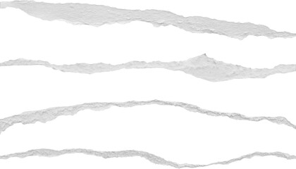 Ripped torn paper edges set isolated on black background