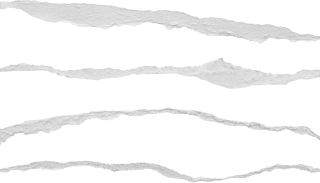 Ripped torn paper edges set isolated on black background