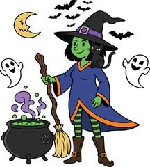 Friendly Witch with Cauldron