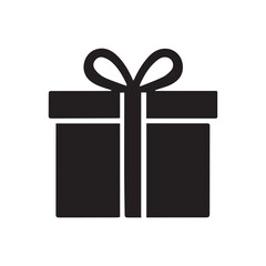 Black and white solid color giftbox icon isolated on white background. element collection. Gift Box Vector icon Silhouettes
