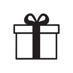 Black and white solid color giftbox icon isolated on white background. element collection. Gift Box Vector icon Silhouettes