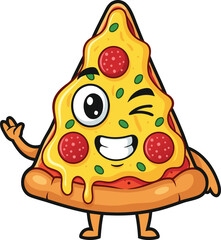 Winking Pizza Slice Mascot
