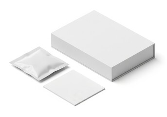 Empty sugar packet and box isolated on white background