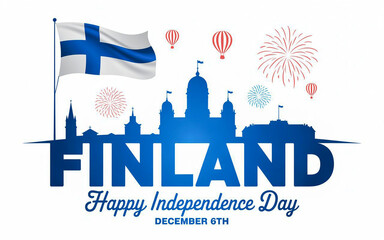 Finland happy independence day december 6th festive celebration skyline flag fireworks hot air balloons