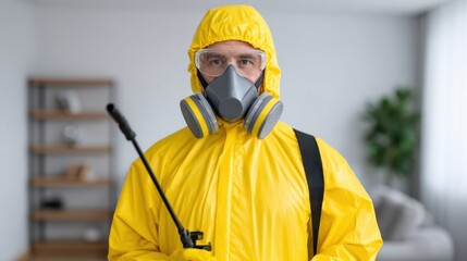 Protective Gear for Disinfection Purposes in Indoor Settings with Professional Pest Control Equipment
