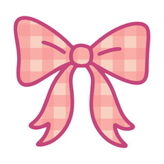 A classic pink and white gingham bow with two long, straight tails. This symmetrical, checkered design is perfect for adding a touch of rustic charm to frames, gifts, or country-themed projects.