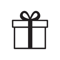 Black and white solid color giftbox icon isolated on white background. element collection. Gift Box Vector icon Silhouettes