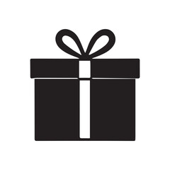 Black and white solid color giftbox icon isolated on white background. element collection. Gift Box Vector icon Silhouettes