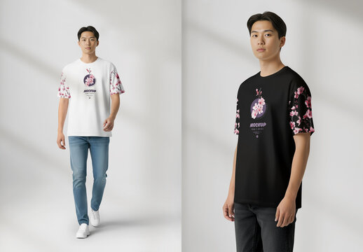 3 Mockups of T-Shirts for Asian Man