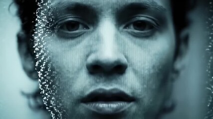 Man with Data Overlay. - Powered by Adobe