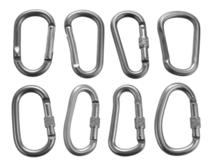  Metal Carabiners for Keychains Set, Transparent Background PNG