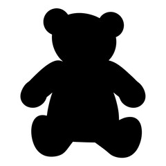 Monochromatic teddy bear silhouette against a white background in simple design