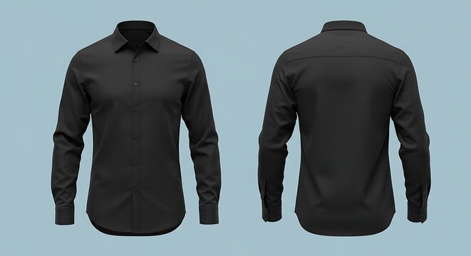 knee length dresses for ladies Women's Black, Long-Sleeve Form-Fitted Dress Shirt