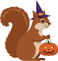  Halloween Squirrel with Pumpkin