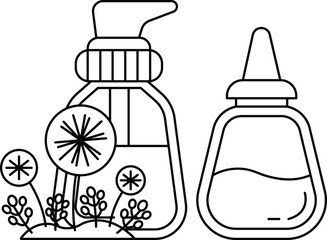 Two bottles of lotion are shown with a flowery background