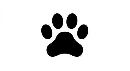 Black paw print icon isolated on white background symbol of animals