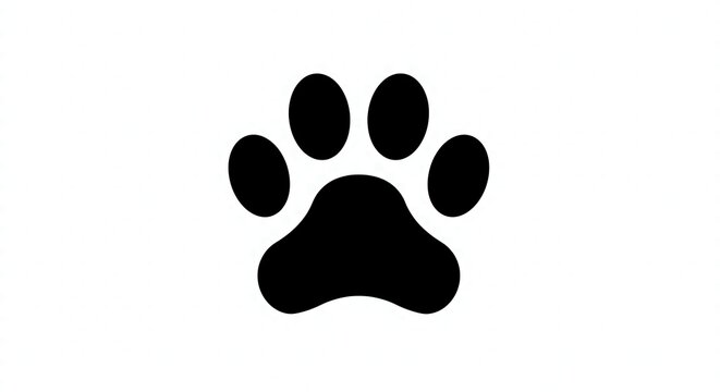Black paw print icon isolated on white background symbol of animals