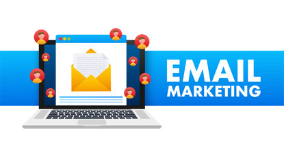 Email marketing campaign concept with target audience on laptop