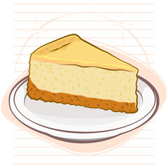 A creamy and rich cheesecake with a smooth texture and buttery crust, topped with fruits or syrup. A perfect dessert for caf&eacute;s, parties, and celebrations, symbolizing elegance and sweetness.