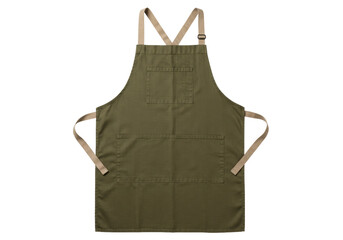 Isolated kitchen apron in olive green color for chefs, cooking, and crafts uniform