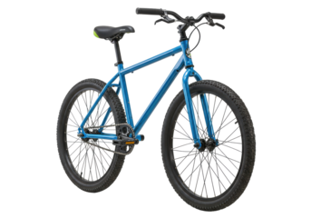 Isolated turquoise bicycle on a neutral backdrop, showing a modern bike for recreation