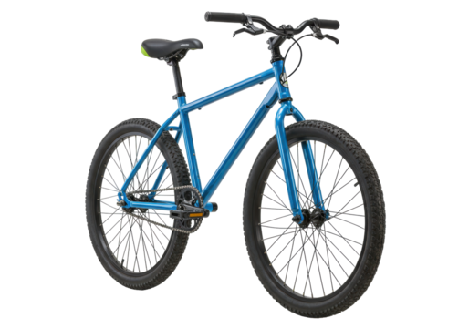 Isolated turquoise bicycle on a neutral backdrop, showing a modern bike for recreation