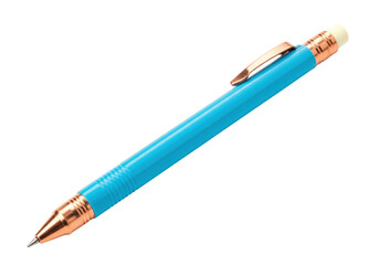Isolated Turquoise Mechanical Pencil with Metal Clip and Tip Office Supplies Writing Tool