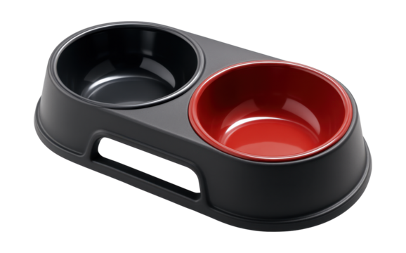 Dual bowls with a removable, easy-to-clean plastic frame for busy homes.