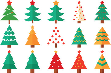Obraz premium Collection of diverse and festive christmas tree vector illustrations for holiday design