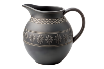 Elegant Ceramic Jug with Floral Engraved Pattern for Serving Water, Juices, or Decorative Display