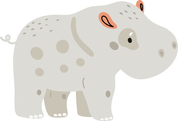 Baby Hippo Character. Cute African Anima
