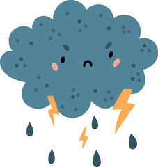 Thunderstorm Icon. Angry Cloud with Ligh
