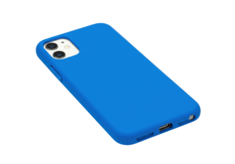 Isolated blue iPhone case protects the smartphone from accidental drops and scratches